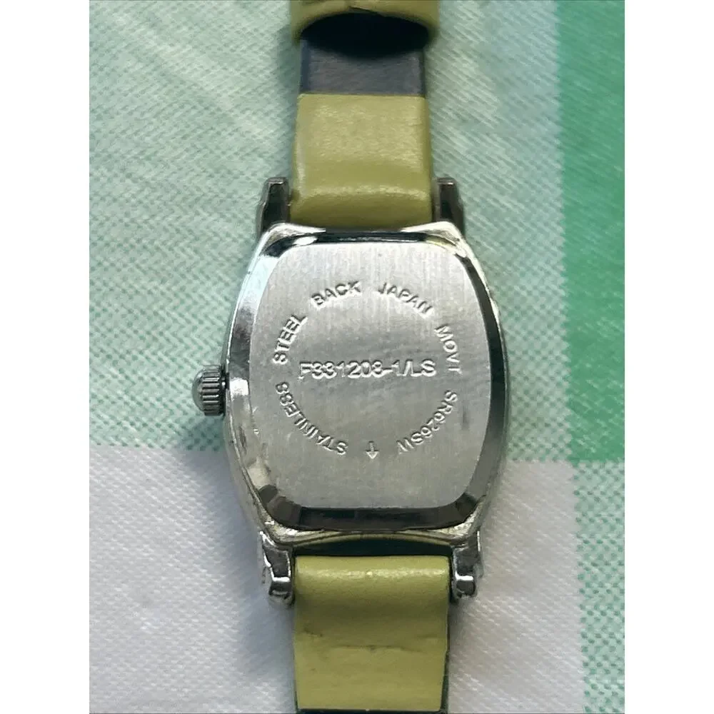 Silver Tone Greenish Yellow Band Women’s Quartz Watch